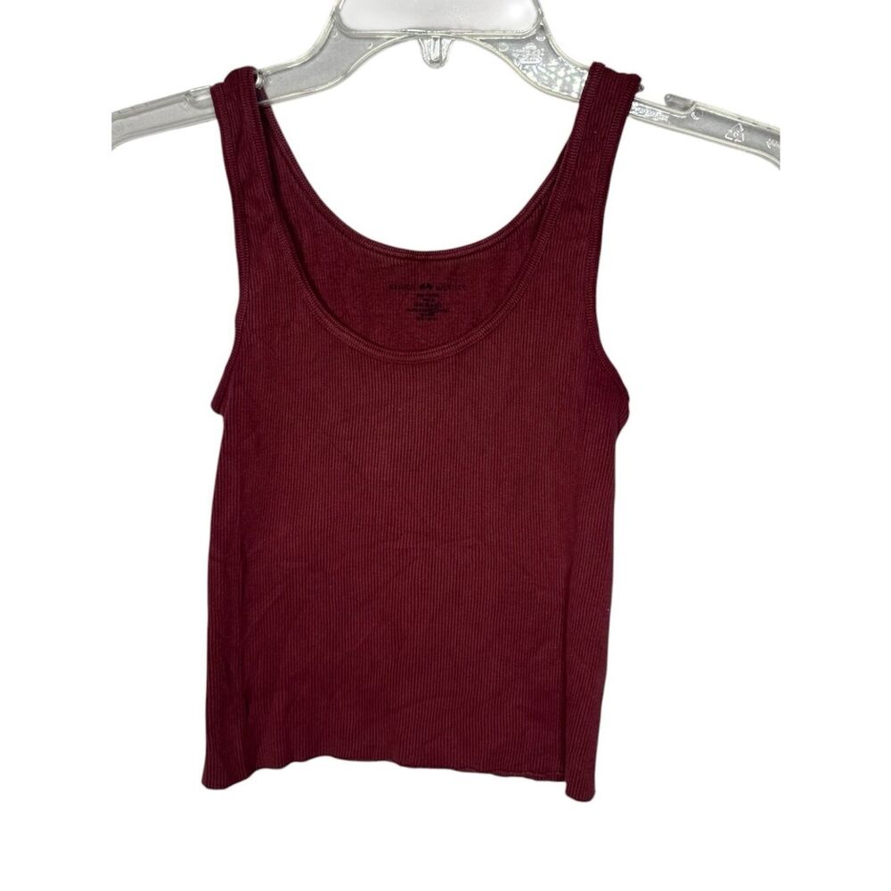 Brandy Melville Women's Burgundy Ribbed Tank Top. Size Small.